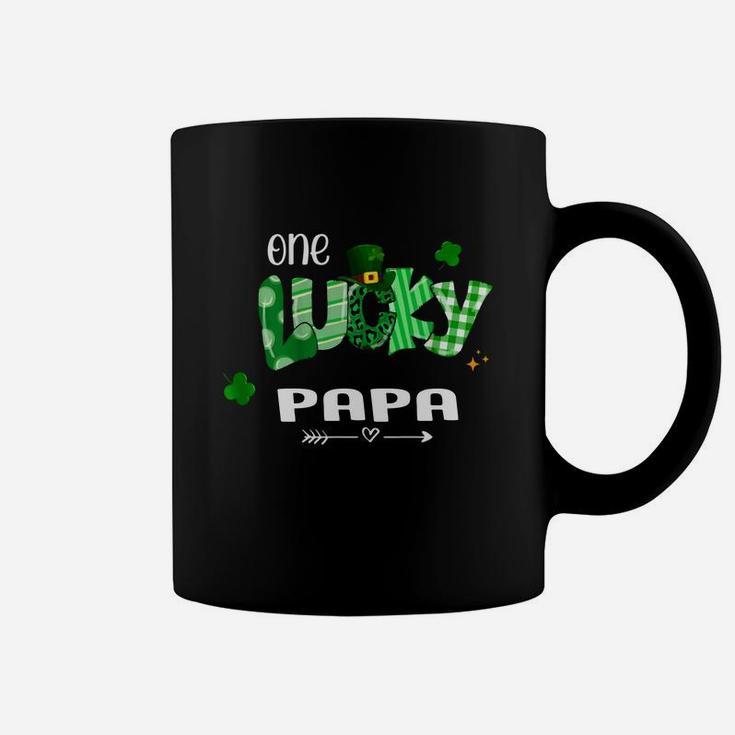 One Lucky Papa Shamrock Leopard Green Plaid St Patrick Day Family Gift Coffee Mug