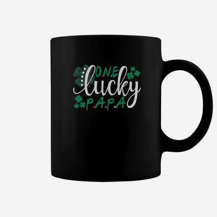 One Lucky Papa Shamrocks Happy St Patrick Day Irish Coffee Mug