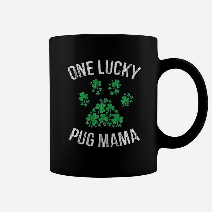 One Lucky Pug Mama St Patrick Day Paw Dog Lover Gift Coffee Mug