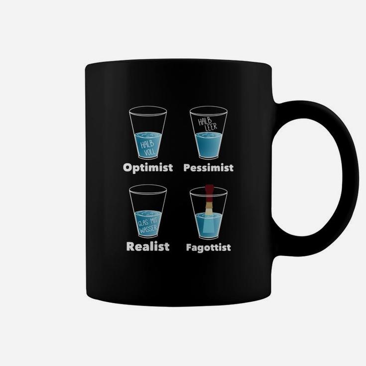 Optimist Pessimist Realist Witziges Tassen, Glasfüllungs-Statement