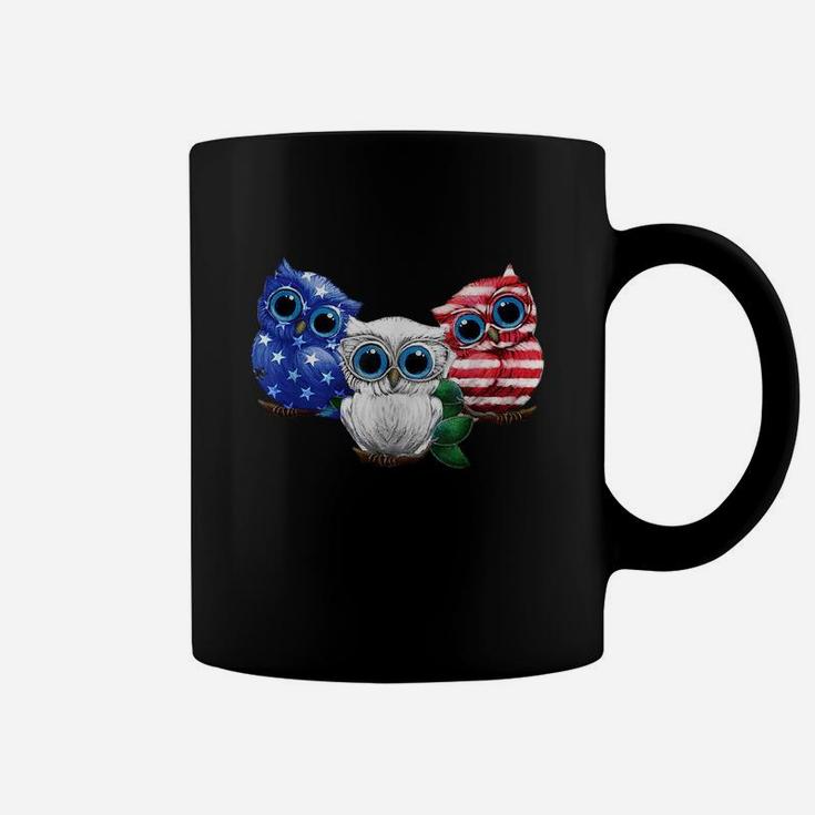 Owls American Flag 4th Of July Owl Independence Day Owl Usa Shirt Coffee Mug