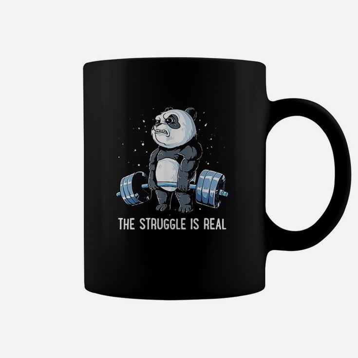 Panda The Struggle Is Real Weightlifting Fitness Gym Funny Coffee Mug