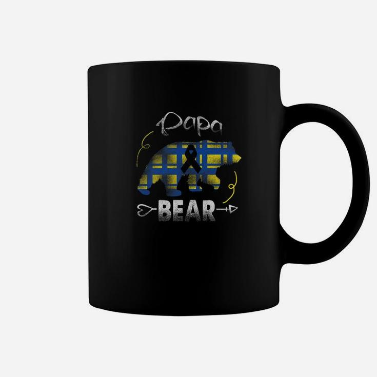 Papa Bear Blue Yellow Ribbon Down Syndrome Awareness Coffee Mug