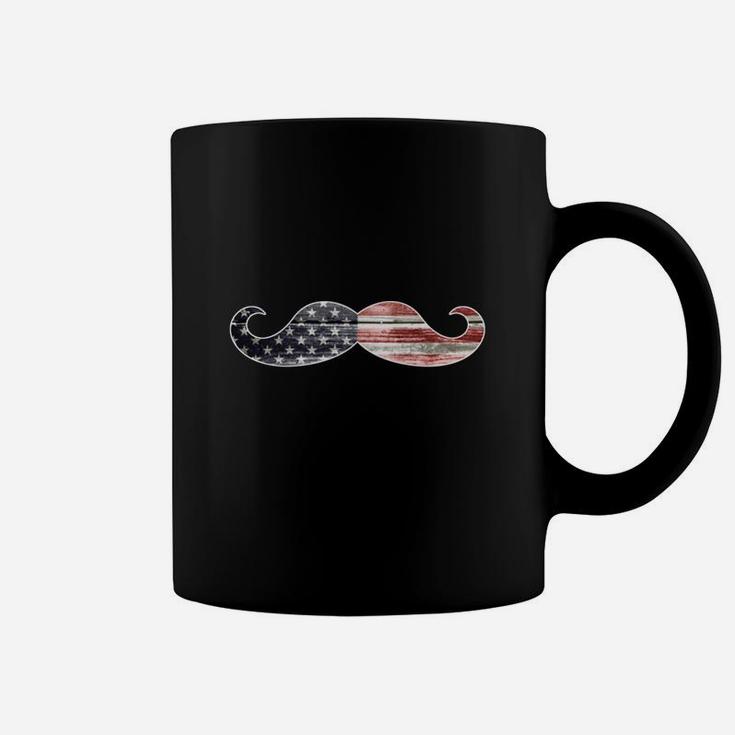 Patriotic, American Flag Mustache Coffee Mug