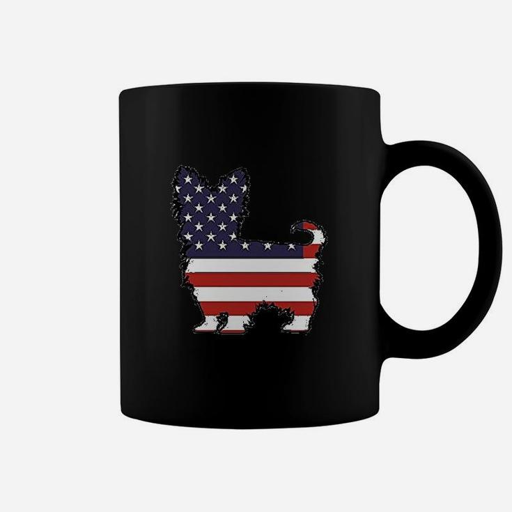 Patriotic Dog Yorkie Yorkshire Terrier America Flag Ladies Coffee Mug