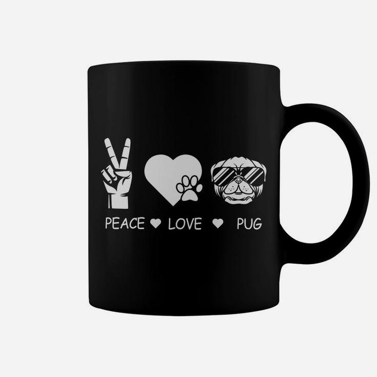 Peace Love Pug Dog Peace Sign Dog Lovers Hippie Coffee Mug