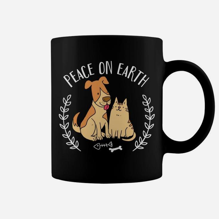 Peace On Earth Funny Dog And Ca Gift Coffee Mug