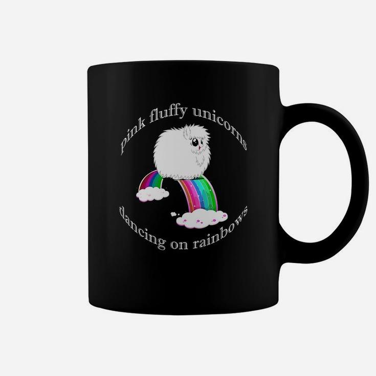 Pfudor T Shirt - Pink Fluffy Unicorns Dancing On Rainbows Coffee Mug