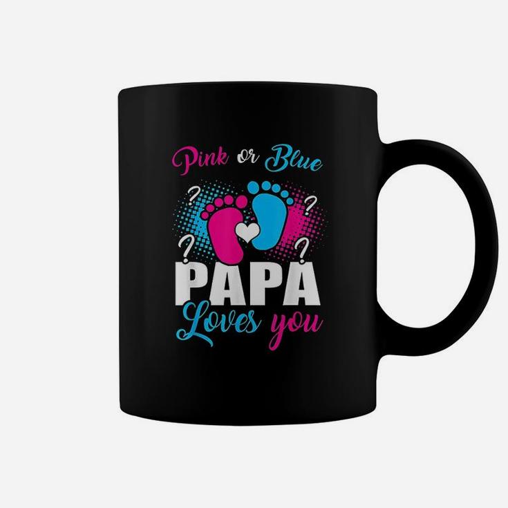 Pink Or Blue Papa Loves You Gender Baby Reveal Party Coffee Mug