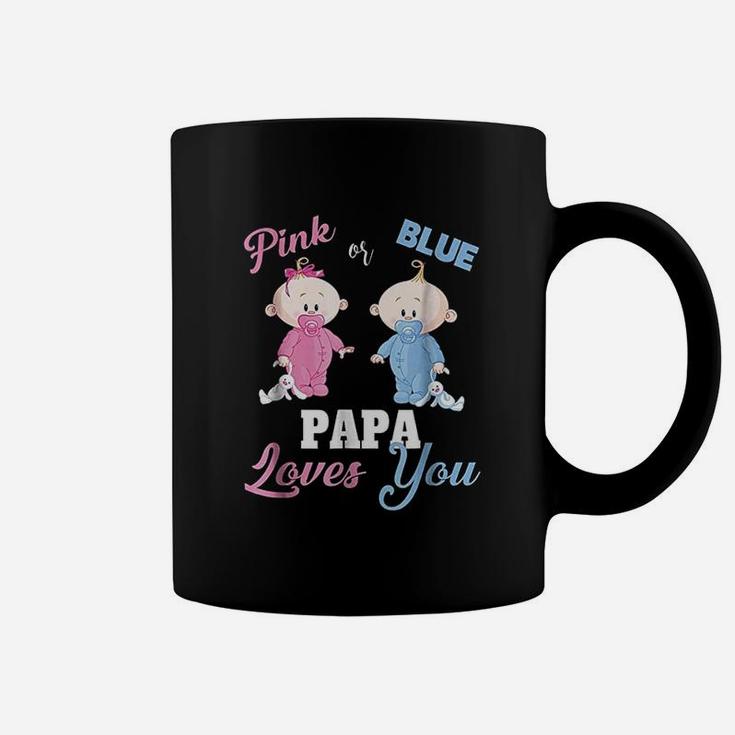 Pink Or Blue Papa Loves You Gender Reveal Coffee Mug