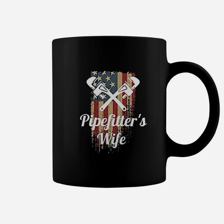 Pipefitters Wife Pride Patriotic Distressed Coffee Mug