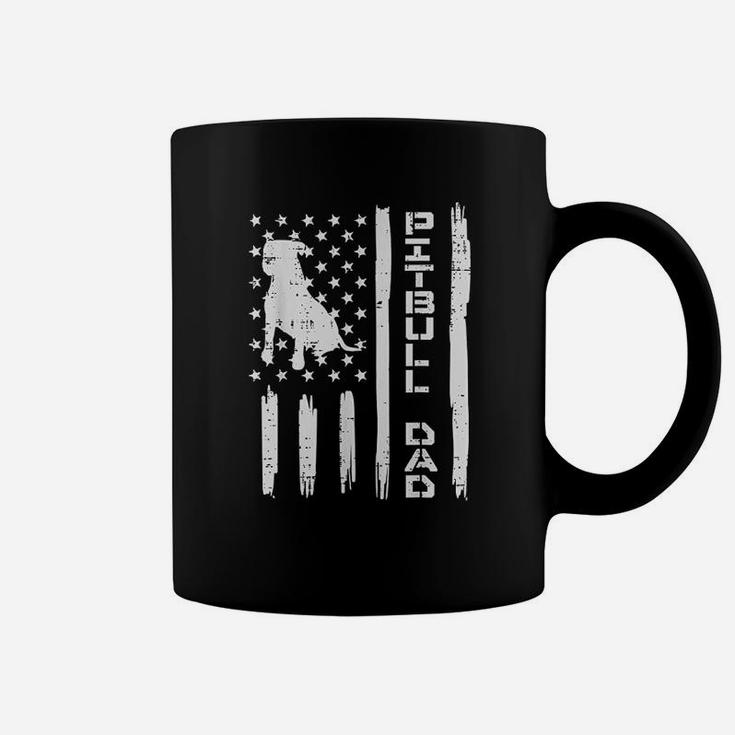 Pitbull Dad Flag Vintage Patriotic Dog Coffee Mug