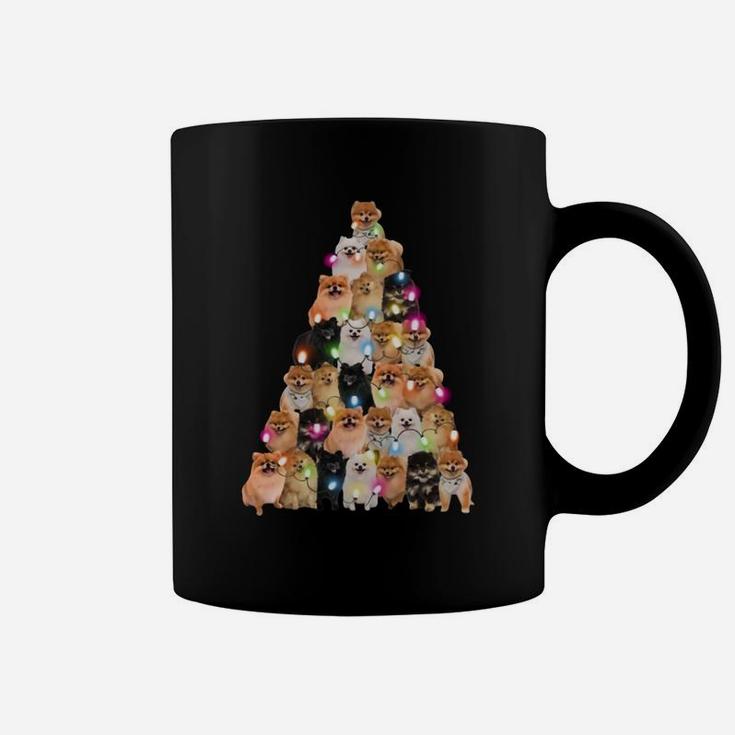 Pomeranian Dogs Lights Christmas Tree Shirt Coffee Mug
