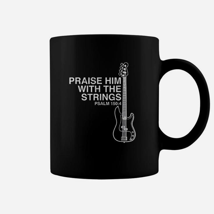 Praise Him Christian Bass Player Distressed Design Coffee Mug