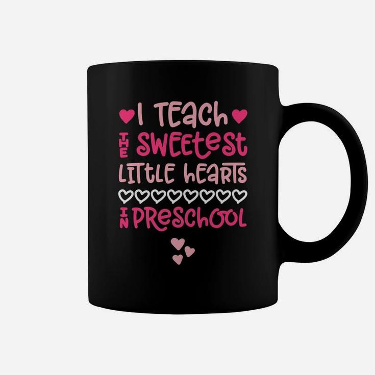 Preschool Teacher Valentine Cute Pink Hearts Teach Coffee Mug