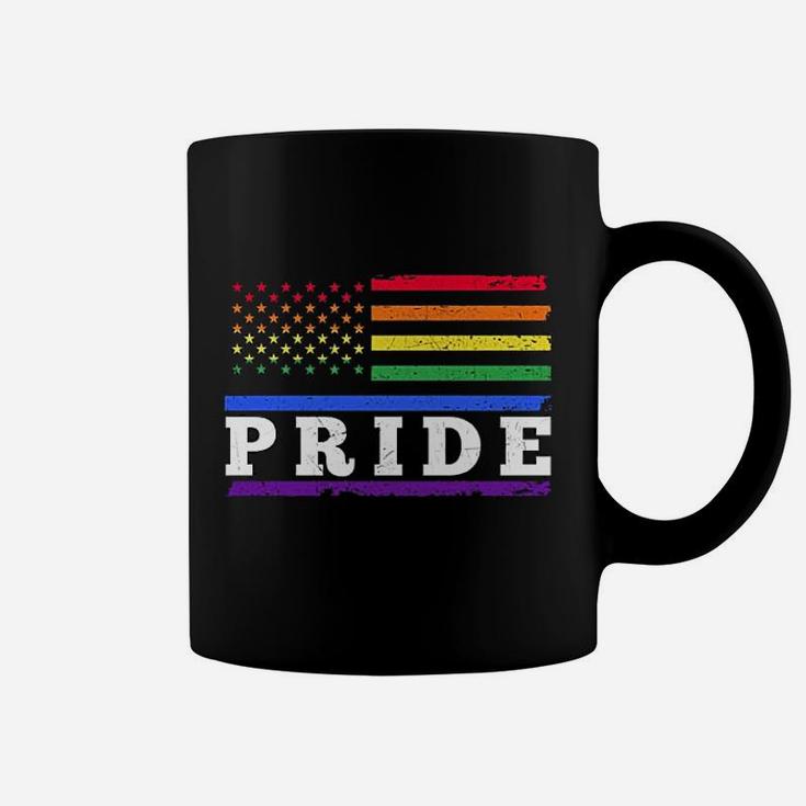 Pride Lgbt Rainbow American Flag Gay Pride Rainbow Coffee Mug