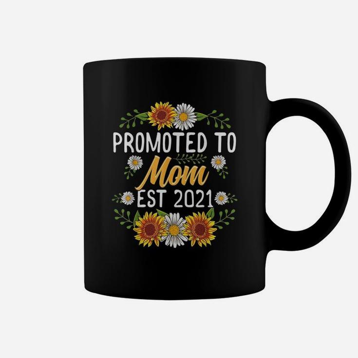Promoted Mom Est 2021 Sunflower Coffee Mug