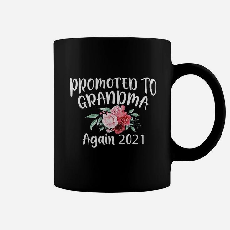 Promoted To Grandma Again 2021 Baby Announcement Gift Coffee Mug