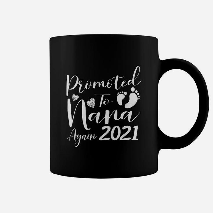 Promoted To Nana Again 2021 Grandma Baby Announcement Gift Coffee Mug