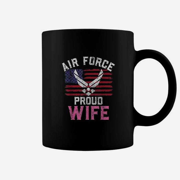 Proud Air Force Wife American Flag Veteran Gift Coffee Mug