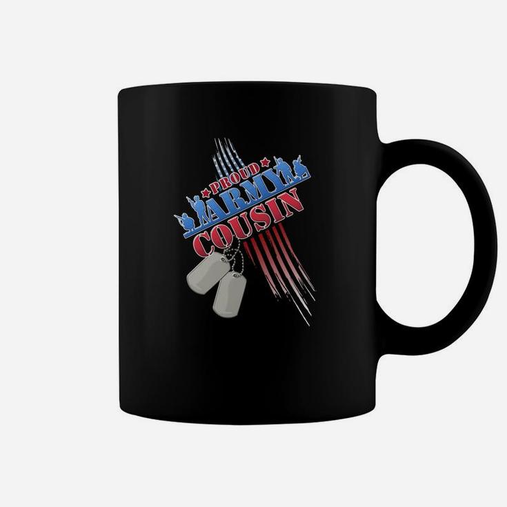 Proud Army Cousin Patriotic Usa Flag Dog Tag Coffee Mug