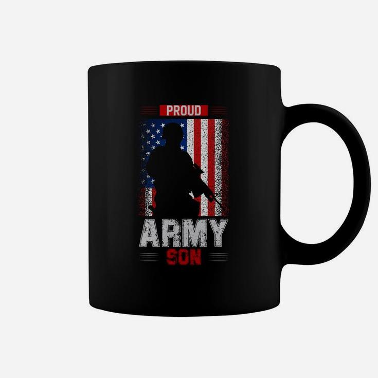 Proud Army Son American Flag US Navy Veteran Coffee Mug