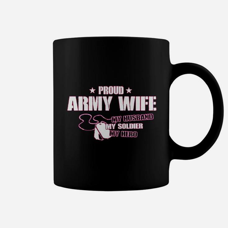 Proud Army Wife My Husband Soldier Hero Missy Fit Ladies Coffee Mug