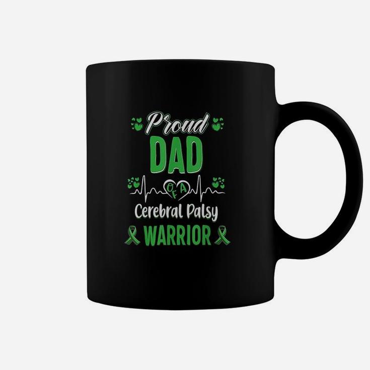 Proud Dad Cerebral Palsy Warrior Awareness Ribbon Green Coffee Mug