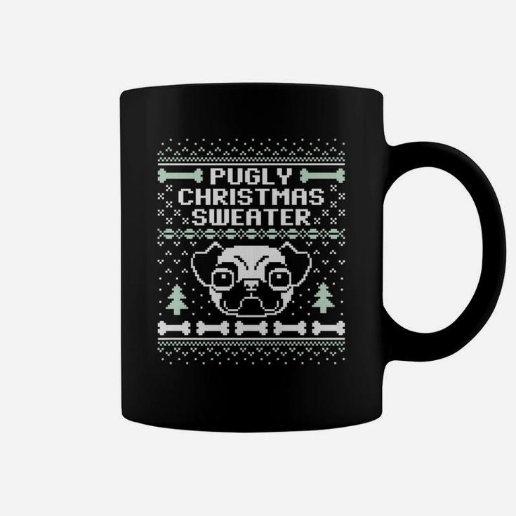Pugly Christmas Sweater Funny Pug Dog Dark Coffee Mug