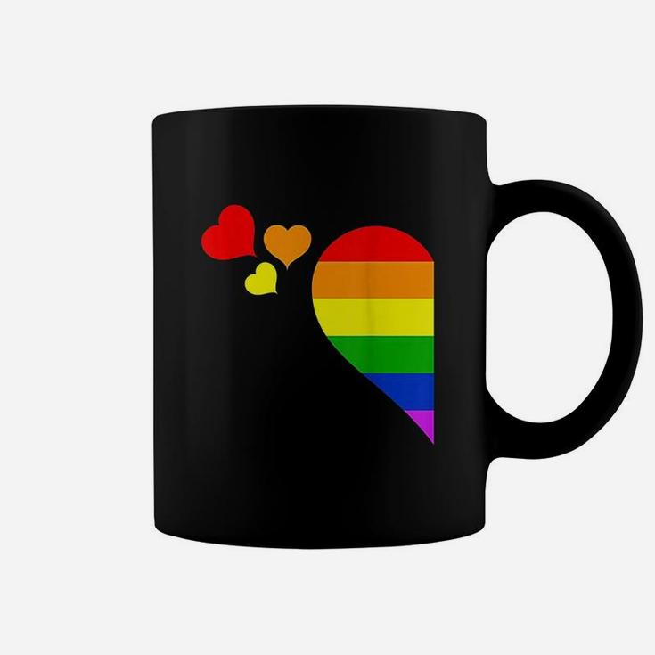 Rainbow Heart Lgbt Lesbian Gay Couple Lgbtq Valentine's Day Coffee Mug