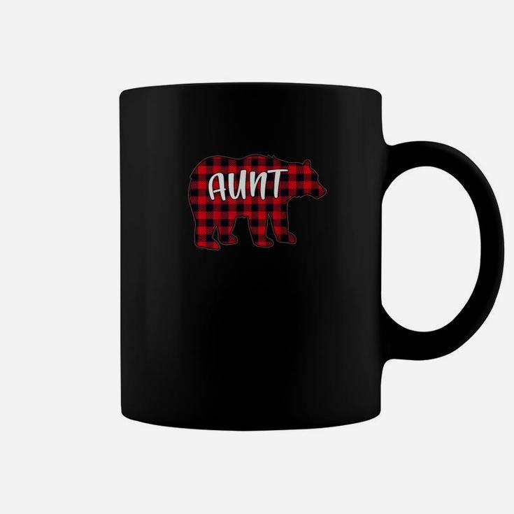 Red Plaid Aunt Bear Matching Buffalo Family Christmas Gift Coffee Mug