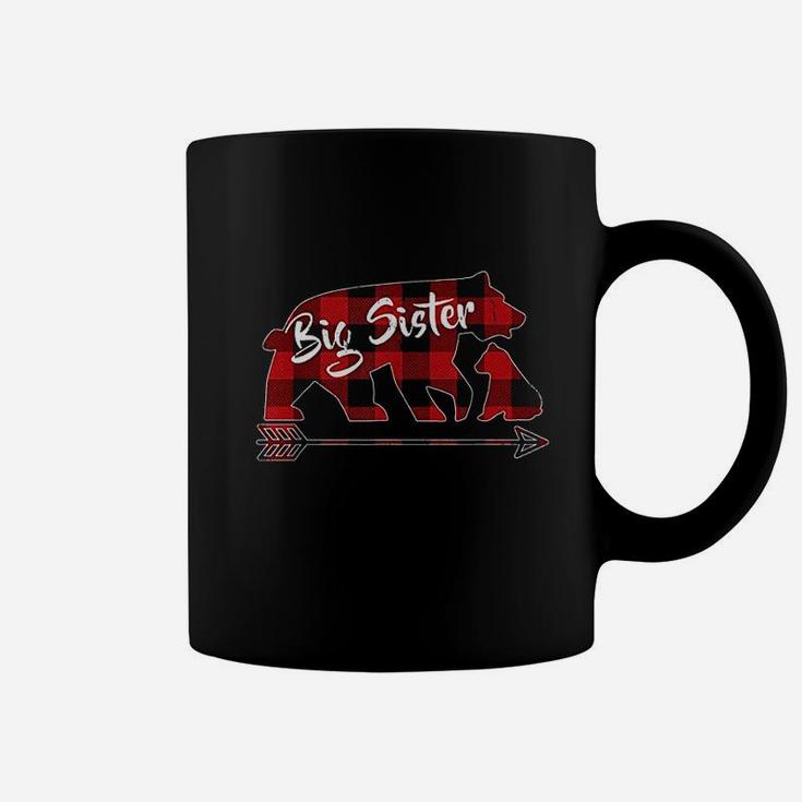 Red Plaid Big Sister Bear Matching Family Coffee Mug