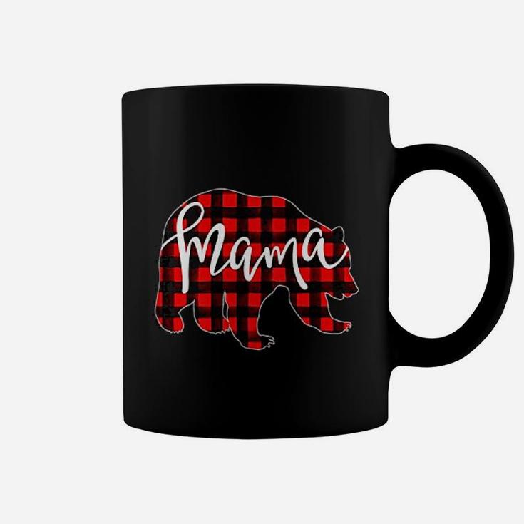 Red Plaid Mama Bear Matching Pajama Family Buffalo Momma Coffee Mug