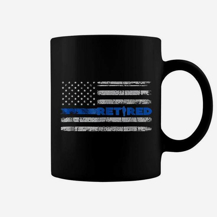 Retired Police Officer Thin Blue Line Flag Retirement Coffee Mug