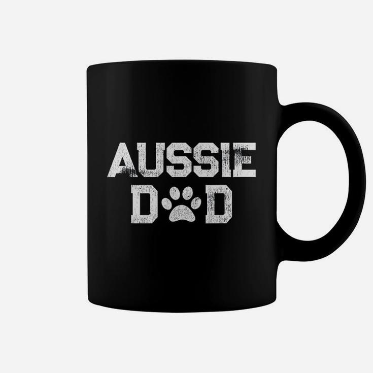 Retro Aussie Dad Paw Print Australian Shepherd Dog Gift Coffee Mug