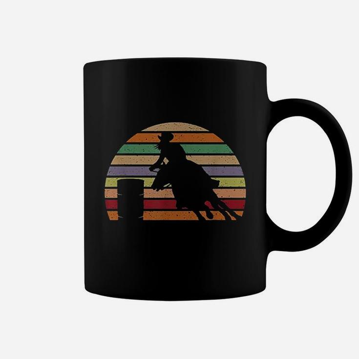 Retro Horse Barrel Racing Striped Sunset Vintage Coffee Mug