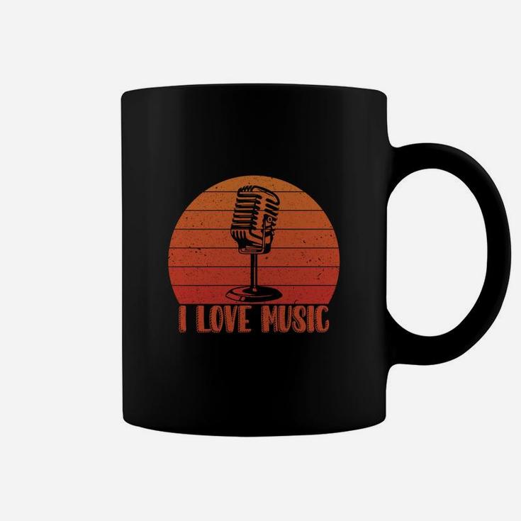 Retro I Love Music Gift Idea For Music Lovers Coffee Mug