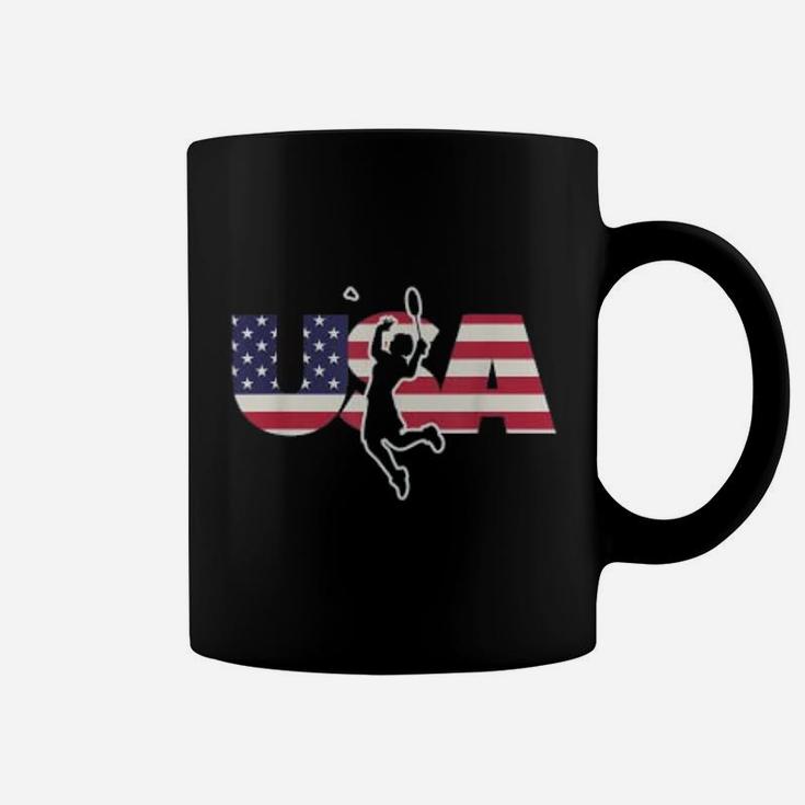 Retro Usa Badminton American Gifts For Us Badminton Player Coffee Mug