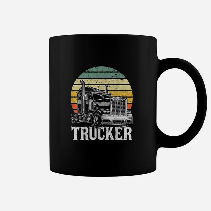 Retro Vintage Trucker Big Rig Semi-trailer Truck Driver Gift Coffee Mug