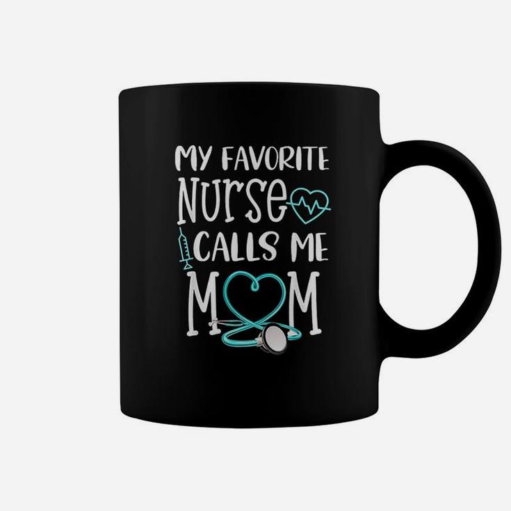 Rn Gift My Favorite Nurse Calls Me Mom Quote Teal Coffee Mug