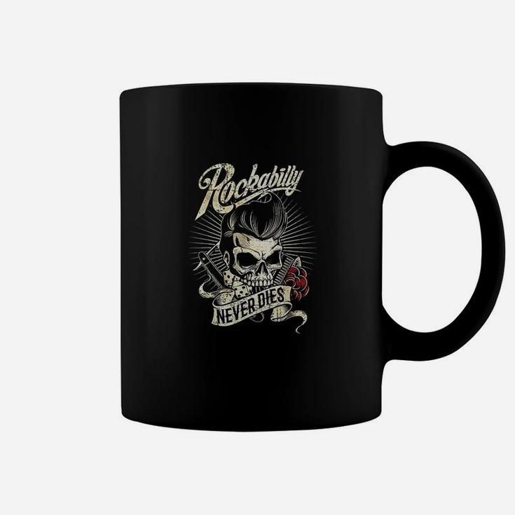 Rockabilly Never Dies Barber Skull Hipster Coffee Mug