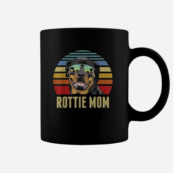 Rottie Mom Rottweiler Dog Vintage Retro Sunset Beach Vibe Coffee Mug