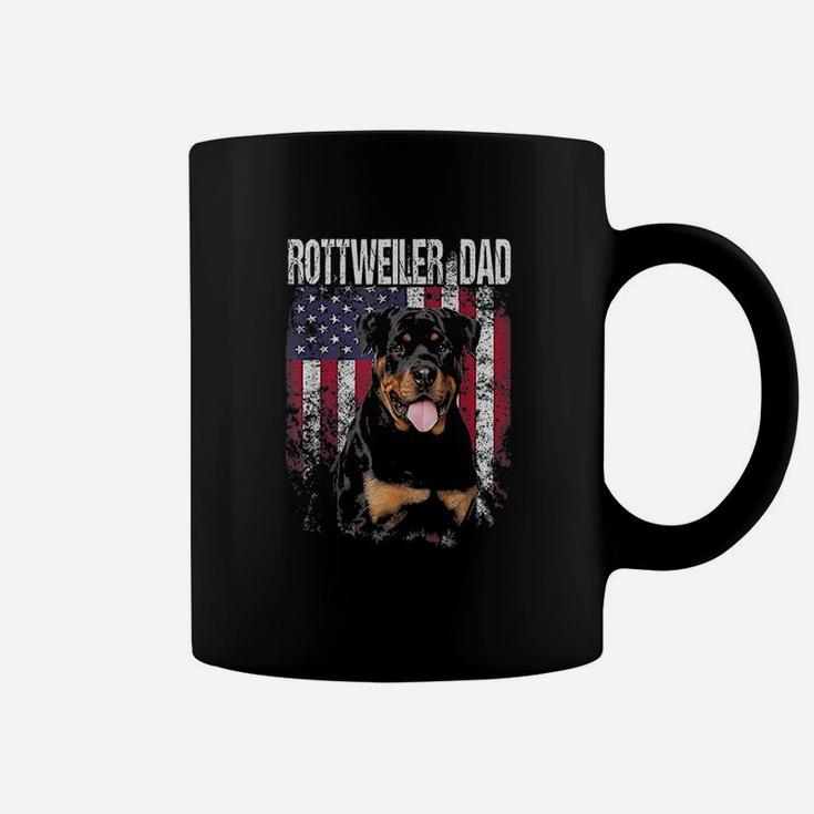 Rottweiler Dad With Proud American Flag Dog Lover Gifts Coffee Mug