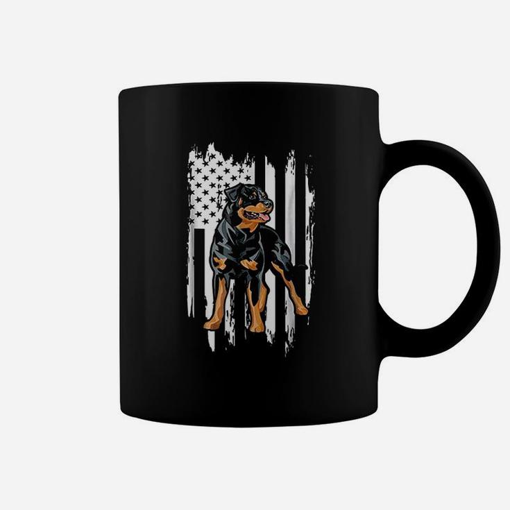 Rottweiler Dog Vintage Usa American Flag Coffee Mug