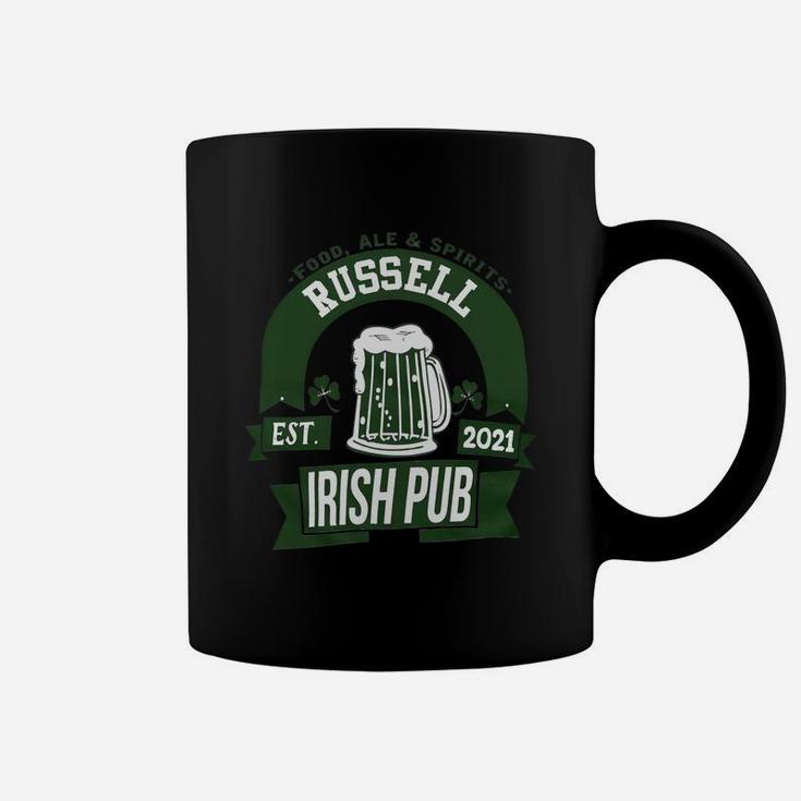 Russell Irish Pub Food Ale Spirits Established 2021 St Patricks Day Man Beer Lovers Name Gift Coffee Mug
