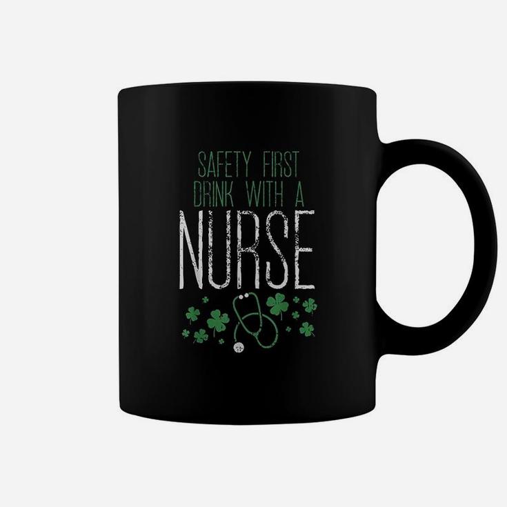 Safety First Drink With A Nurse St Patricks Day Coffee Mug