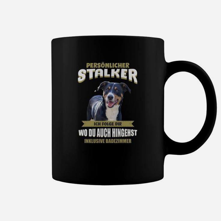 Schwarzes Hundemotiv Tassen Persönlicher Stalker, Lustiges Tierfreund-Tassen