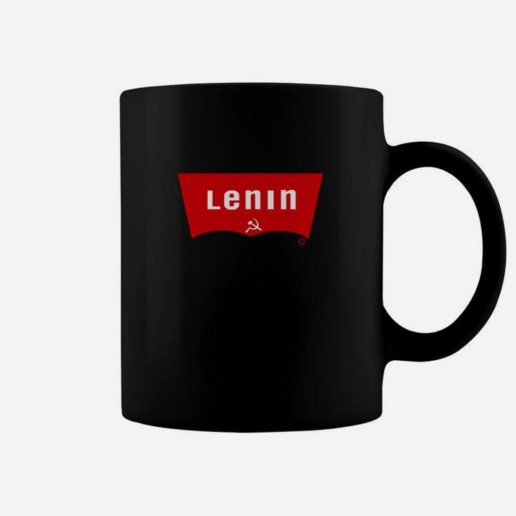 Schwarzes Lenin-Design Tassen, Rotes Banner-Motiv, Unisex