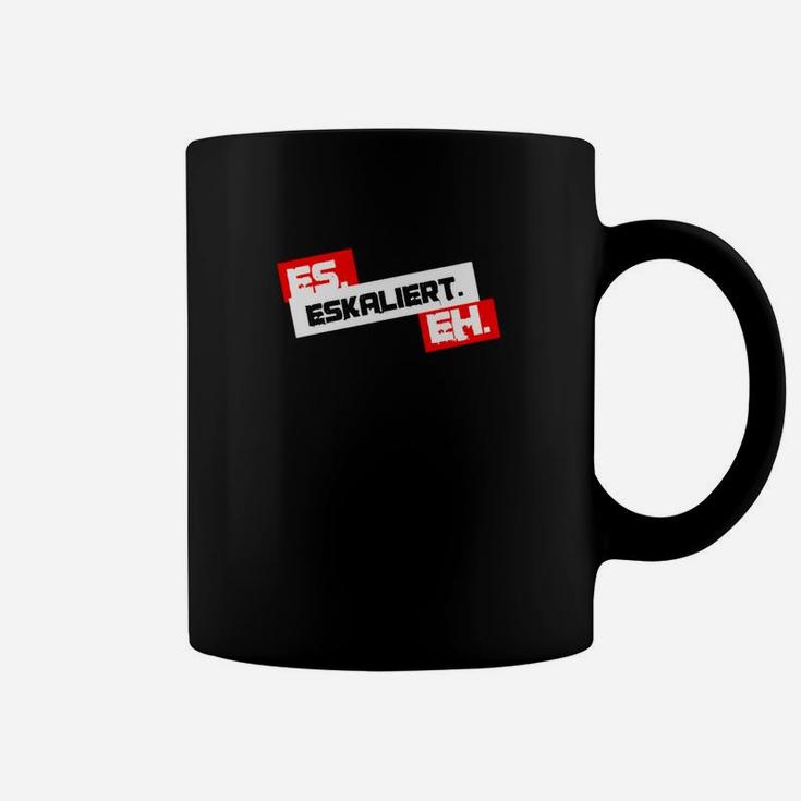 Schwarzes Tassen Herren FS eskaliert EH! in Rot-Weiß, Fun-Tassen