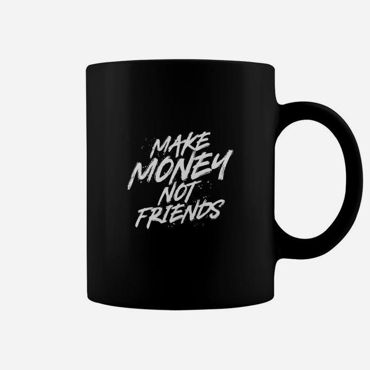 Schwarzes Tassen Make Money Not Friends – Modisches Statement-Oberteil
